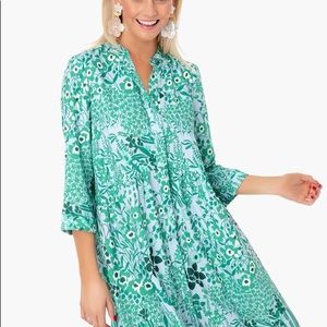 Tuckernuck Wildflower Silk Royal Shirt Dress
